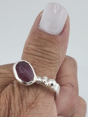 PINK SAPPHIRE BRUTALIST DESING HANDMADE SIZE 8